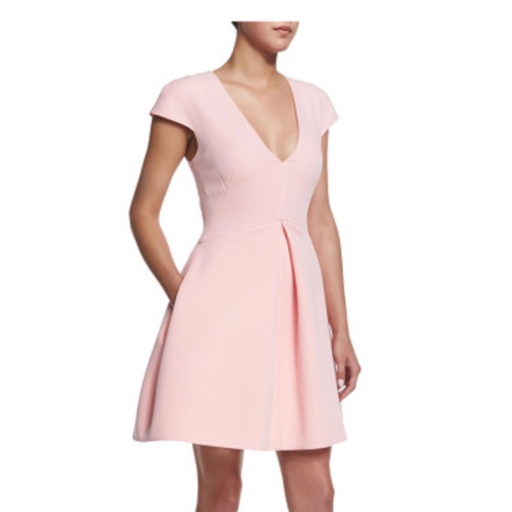 Halston Heritage Cap Sleeve V Neck Minidress in Lotus